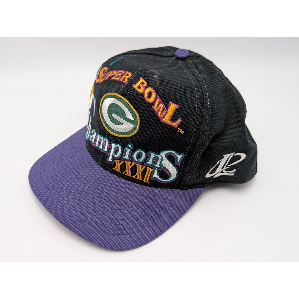 Logo Athletic Snapback Hat Mens OSFA Black Green Bay Packers Super Bowl XXXI